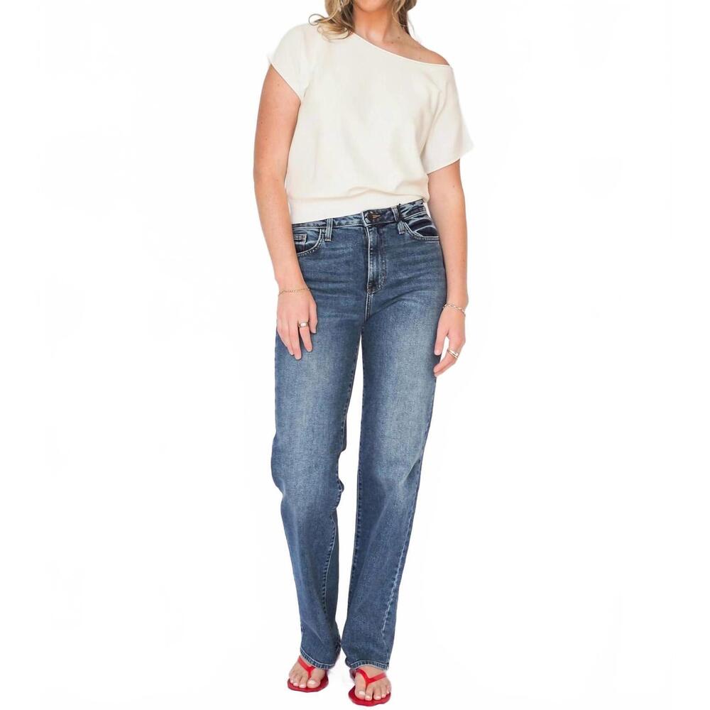 NEW JUST BLACK DENIM longer length straight jeans in denim